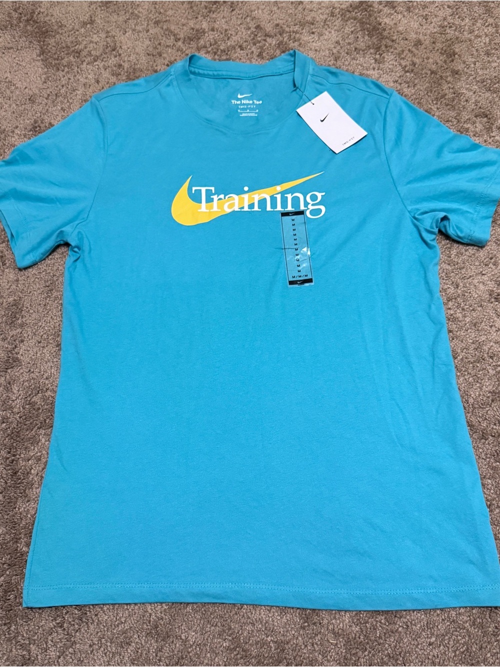 Nike Shirt Mens Medium Blue Short Sleeve Training Swoosh Logo